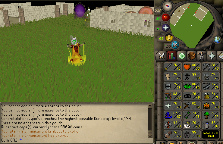 Collin892's tweet photo. 99 #Runecrafting finally achieved on #OldSchoolRS :) https://t.co/8mS1bhSLKO