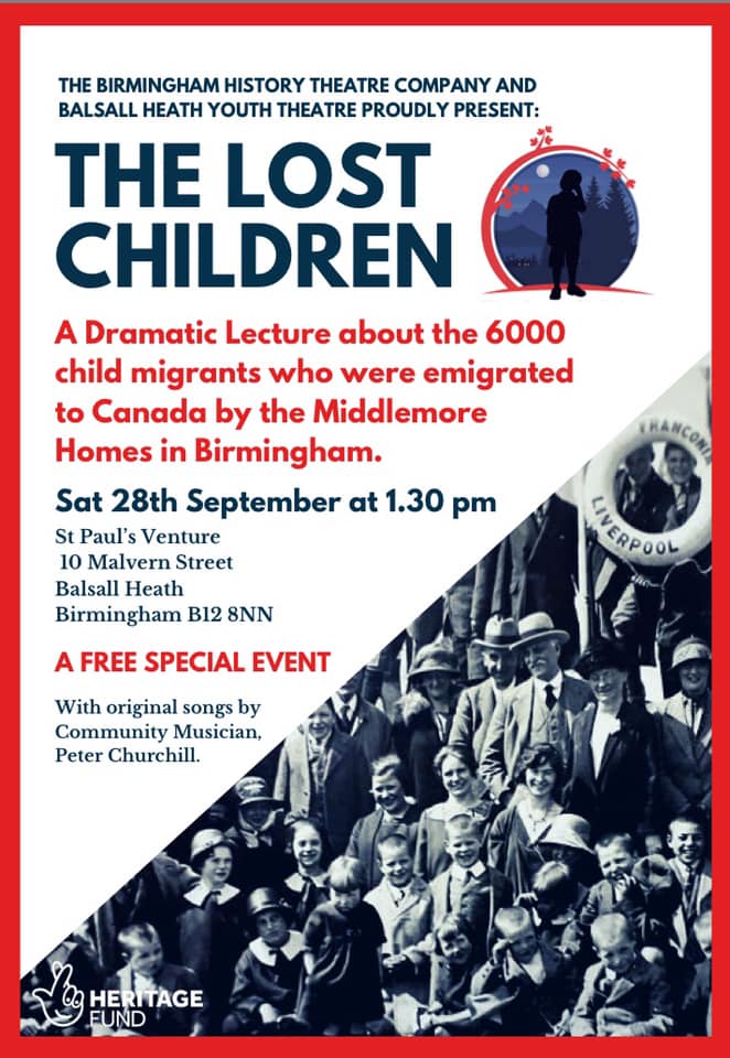The Lost Children - a dramatic lecture presented by the Balsall Heath Youth Theatre + <a href="/BalsallHeathLHS/">Balsall Heath Local History Society</a>  at St Paul's Venture <a href="/BalsallHeathCF/">Balsall Heath City Farm</a> 1.30pm,  28 September - FREE Event!