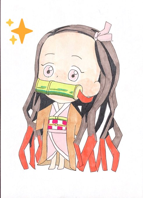 モカさんがTwitterに投稿した竈門禰豆子(鬼滅の刃)のイラスト。