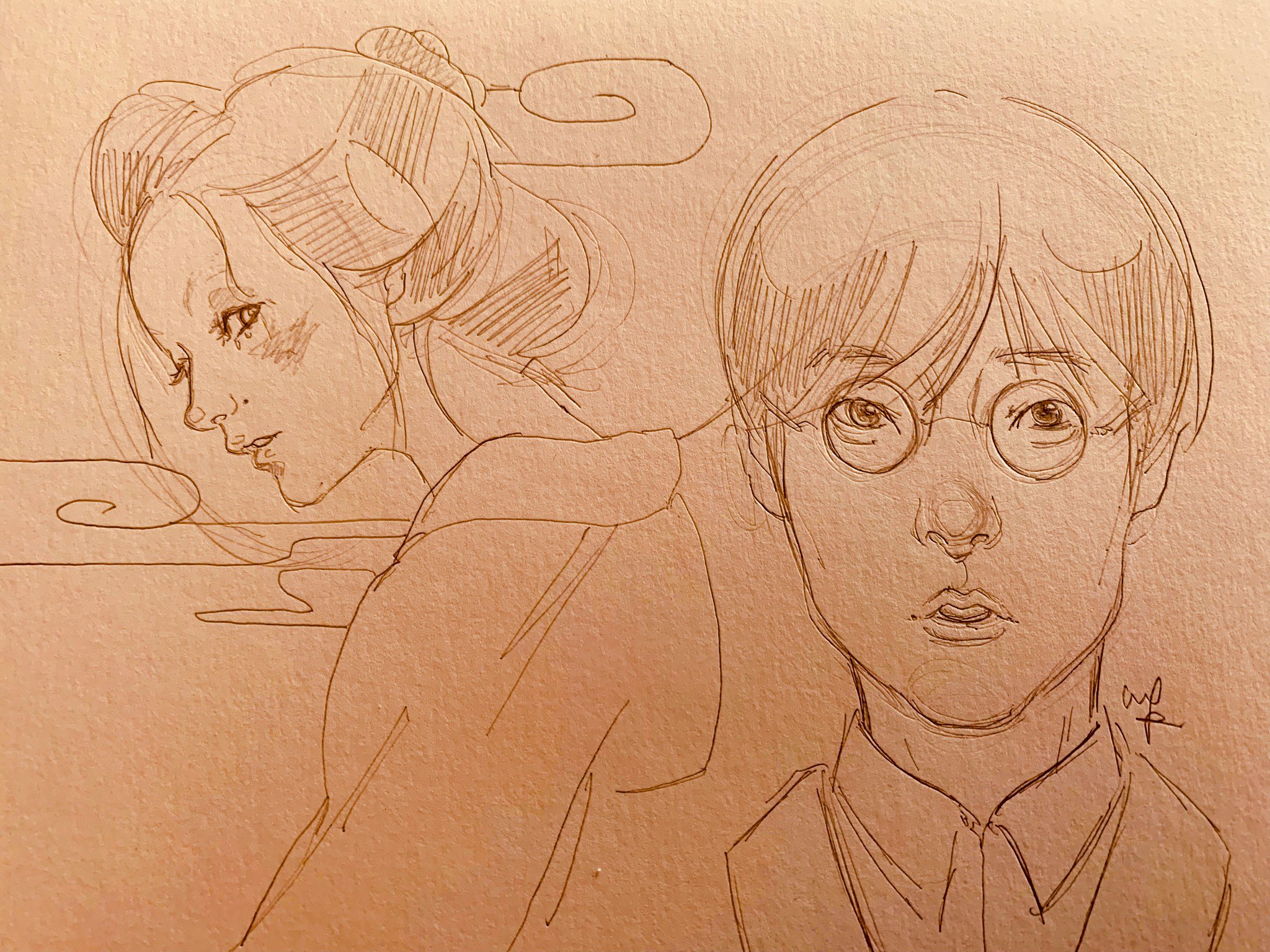 みつる りんごないと 行けず悶々としてたので供養下描き 行くなら百色眼鏡コスをしようと思ってたので天城さんも一緒に 林檎嬢も小林賢太郎さんも好きな私には最高の作品で御座いました イラスト アナログイラスト Illustration 椎名林檎 小林