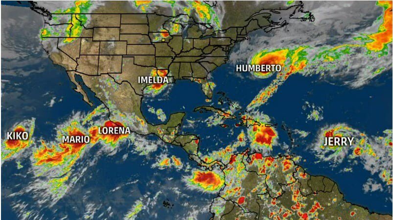 Equatorial storm belt loaded up with storms; Imelda hitting Texas with “major, catastrophic flooding,” per National Weather Service. Nuthin’ going on with climate though. . . pay no attention.