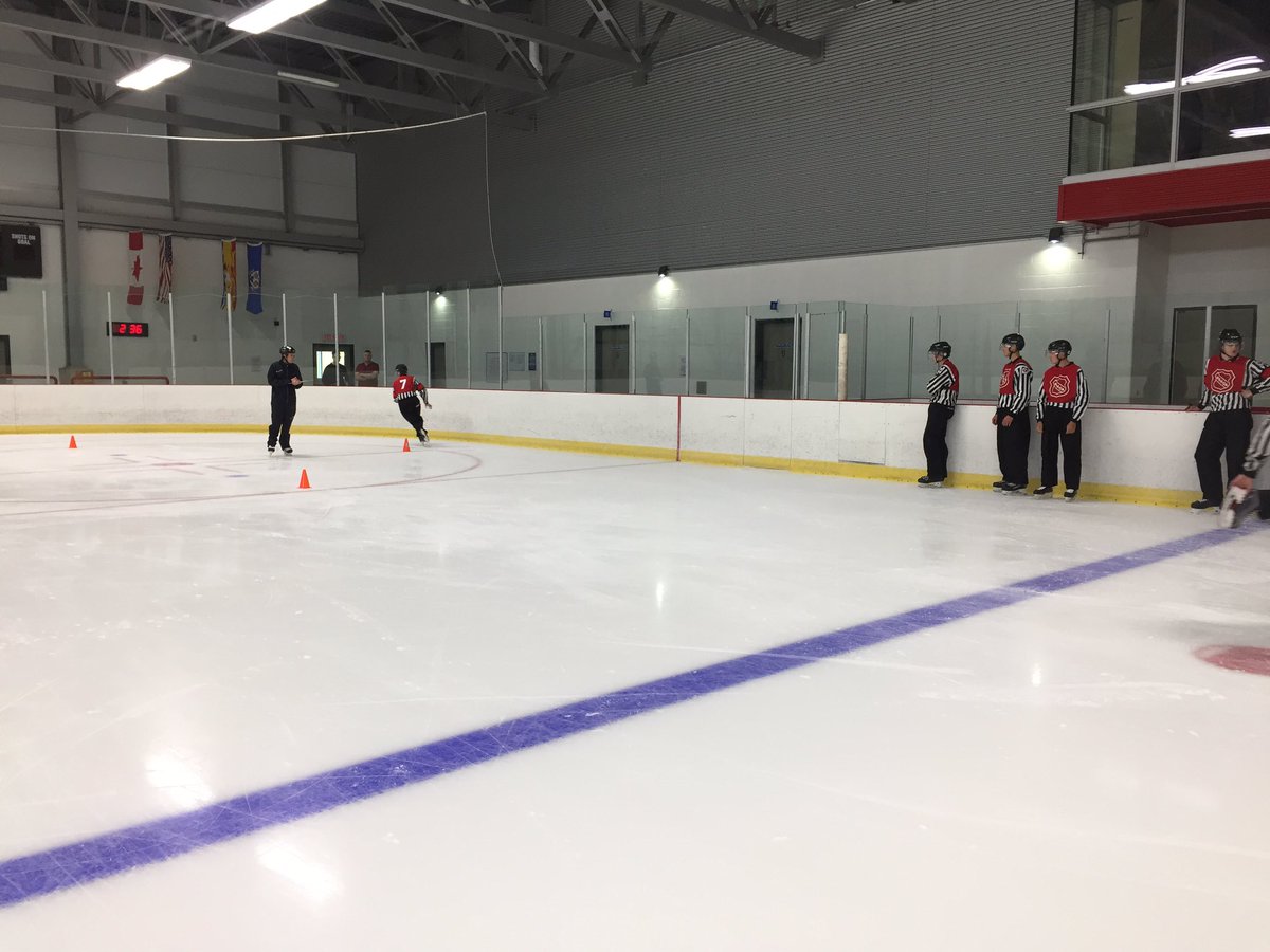 About 35 officials selected to try out for our Program of Excellence today as part of our High Performance Program. These were officials were tested on rules, fitness and skating while being evaluated by a selection committee. #development #officials #stripes #ref #linesman
