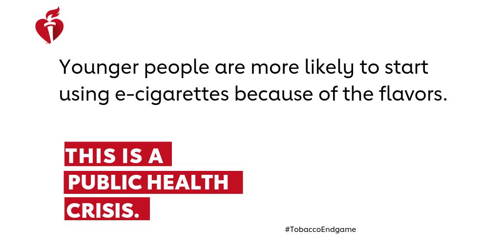 Hey @POTUS, I support your plan to remove flavored e-cigarettes from the market and keep them out of kids’ hands. 1 in 4 high schoolers use e-cigarettes and flavors have helped fuel the youth #vaping epidemic. Tobacco use is putting millions of young lives at risk.