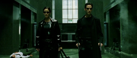 these colors symbolize different levels of existence. the wachowski sis chose green to represent the matrix world bc it references the green tint on old computer screens. it symbolizes the mind + the bending of perception specifically. blue symbolizes reality + the physical body