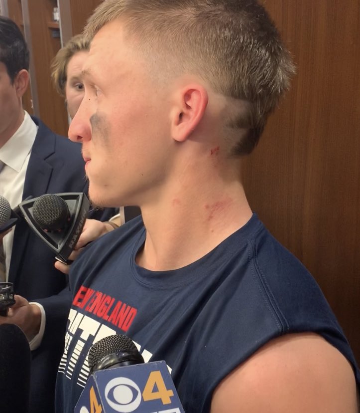 Zack Cox on X: Julian Edelman brought his barber in yesterday to line up  Gunner Olszewski's “Wild Thing” haircut. Gunner said he “didn't really have  a choice” in the matter.  /