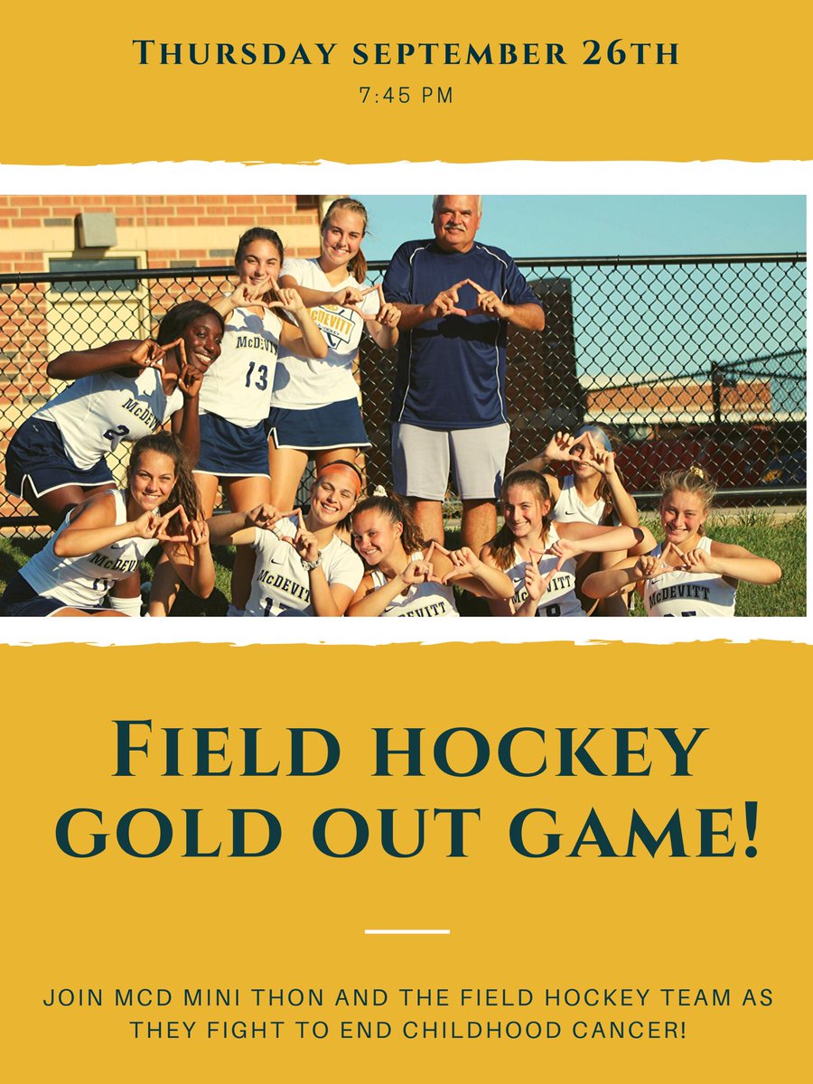 mini thon and mcd athletics are going gold to raise awareness for pediatric cancer this week🎗we hope to see you at all of our events🏐⚽️🏑!!!