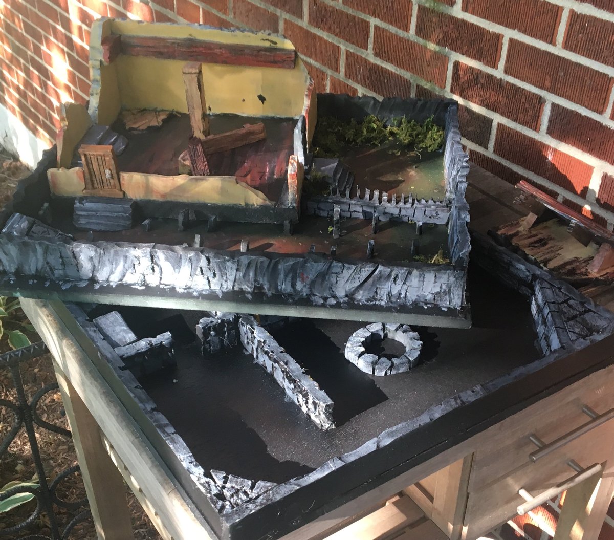 TurtleFurry's tweet photo. Graveyard Dungeon environment: this graveyard scene includes a ruined church area with removable roof and cemetery area. A ruined sarcophagus leads into a vast dungeon beneath. https://t.co/C3qZ2qaCCp