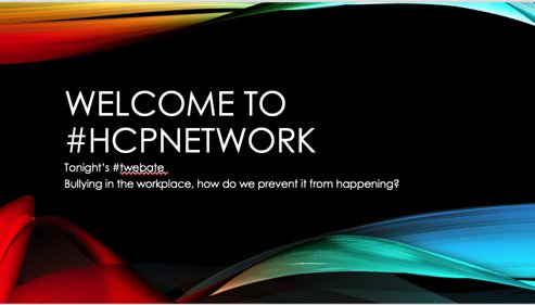HCPnetwork's tweet photo. Hello and welcome to 
@HCPnetwork's Monday #twebate 

Who's here?

We'll be using our hashtags #HCPnetwork #CollaborativeMDT &amp; #WorkplaceBullying 

Our twitter handle will be at the end of comments so you know who has replied 
@knitknitqueen
@SimonJa39523855

Thanks for joining! https://t.co/OOhDWaIsL8