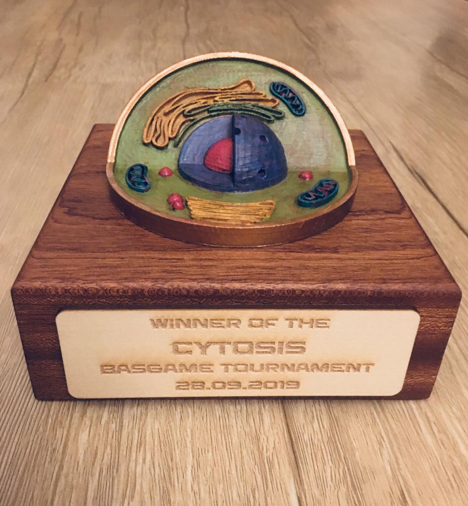 PlayatBasGame's tweet photo. So proud of the Cytosis Trophy that the winner of the tournament will take home!
Accurately designed and painted by an actual Biologist! 😲🤩
#BasGame https://t.co/hIccdXqrxi