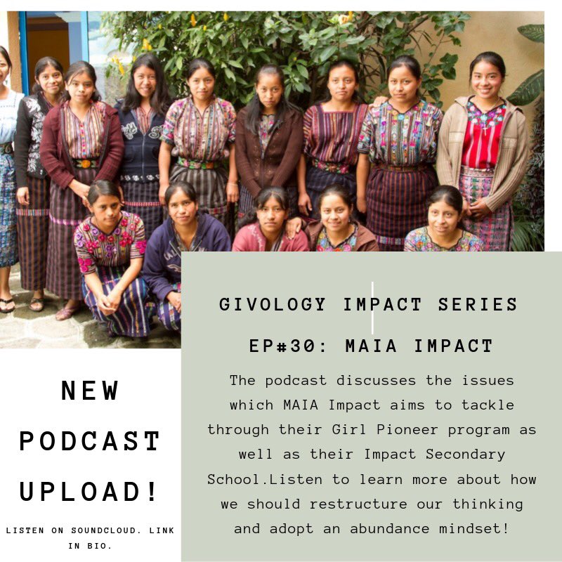 Givology Impact Series Episode #30 is now out on Soundcloud! This episode features MAIA Impact, where Travis Ning (US Exec Director) aims to restructure our scarcity mindset to better help Mayan girls in Guatemala. Listen below: 

soundcloud.com/givology/30-ma…