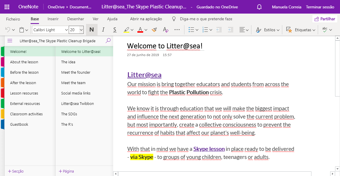Litterasea1's tweet photo. Litter@sea Team proudly presents... 

​🤩The Skype Plastic Cleanup Brigade #OneNote notebook!!! 🤩

Everything you need to know about our #Skype lesson and project in one place! Resources, classroom activities and so much more. 🐬

https://t.co/OW3ArOVBVH
@SkypeClassroom #SkypeMT https://t.co/S77xtNqdMC