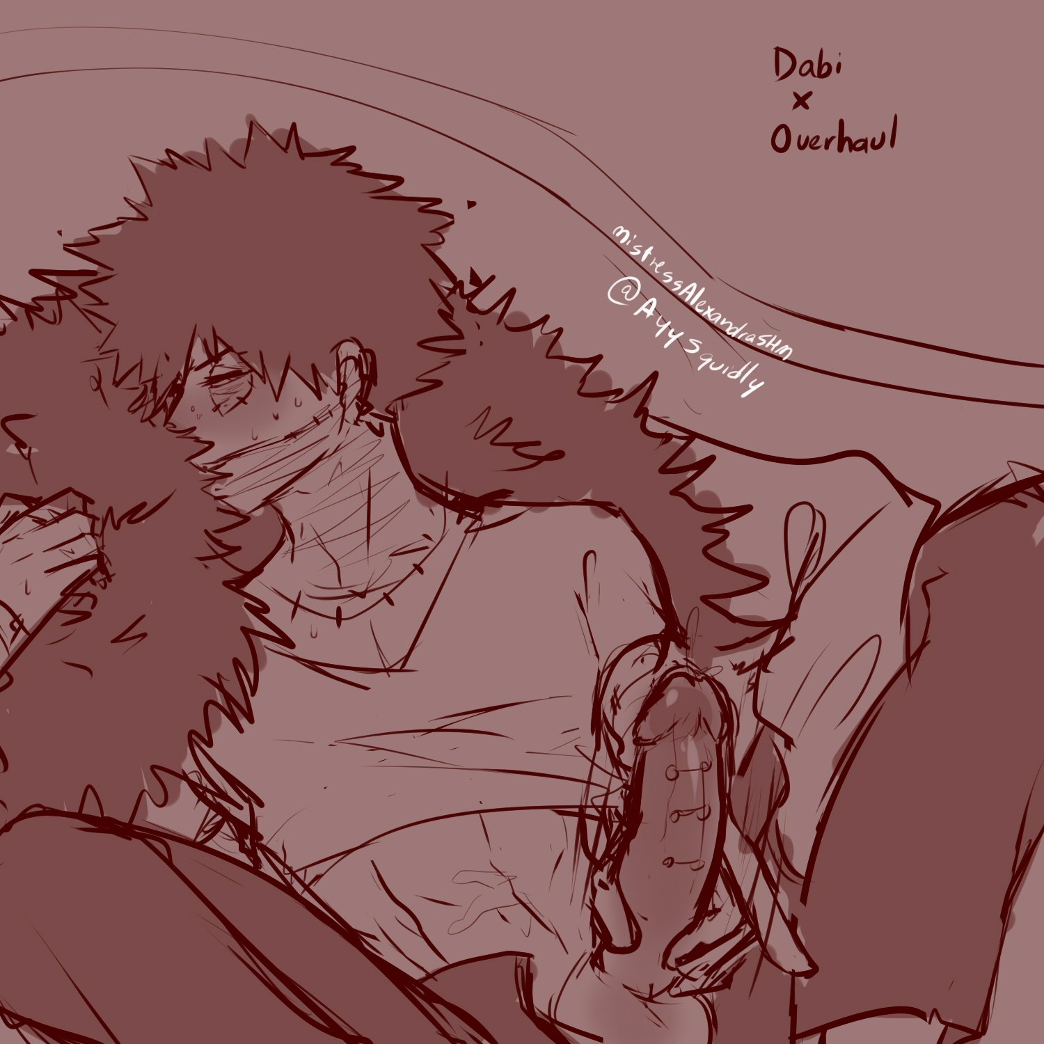 “#NSFW #Dabi #Overhaul Prompted by @_hypostasis Dabi furiously jerking off ...