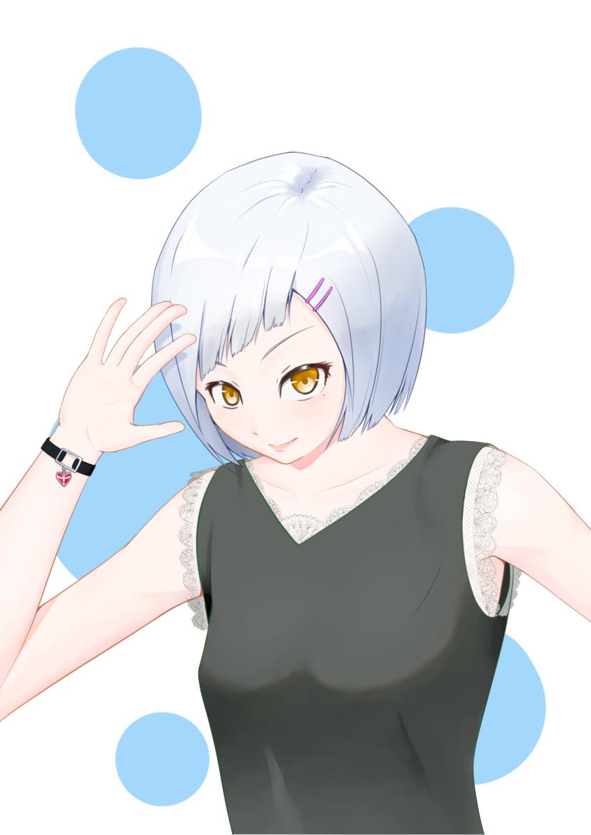 かもた على تويتر 自撮りっぽいポーズだなぁと思った イラスト 塗り 銀髪