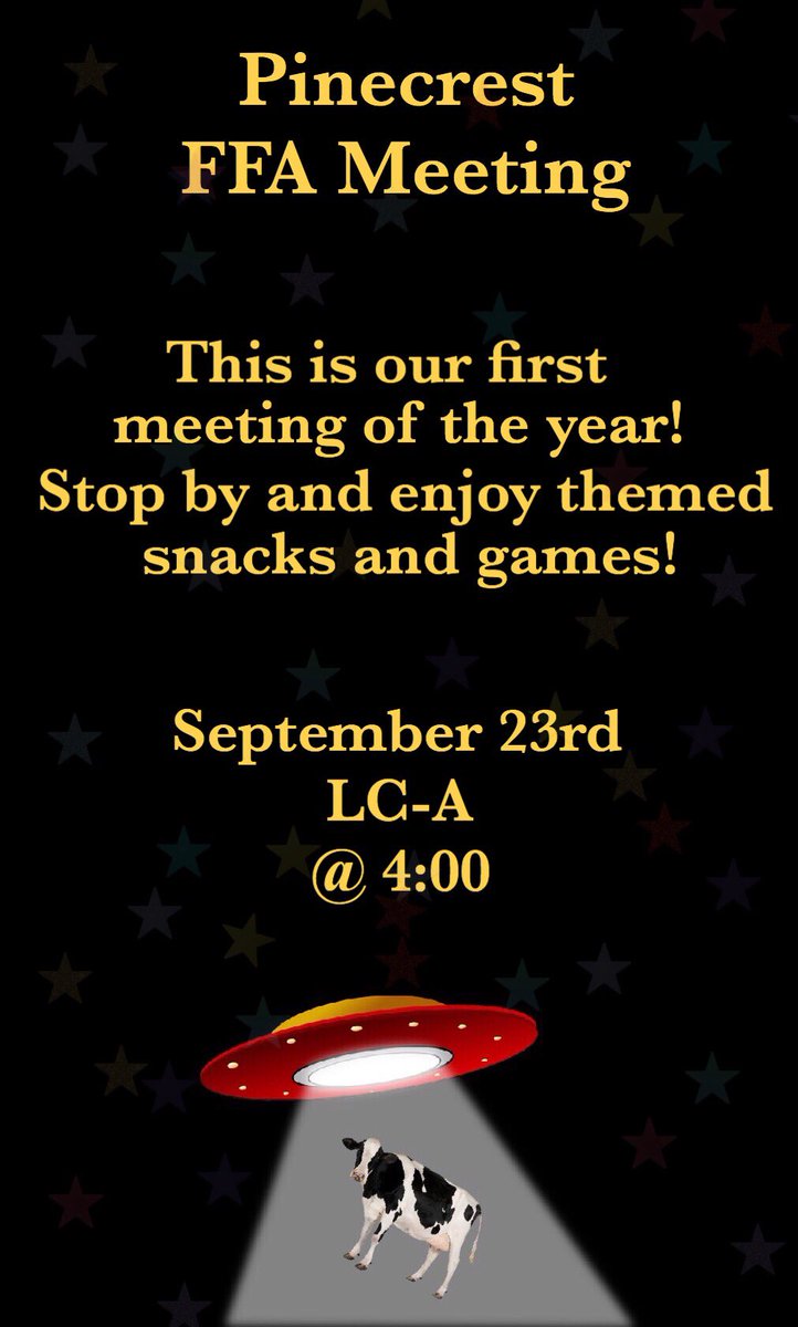 Pinecrest_FFA's tweet photo. Come and join us for our first meeting of the year! 💙💛 https://t.co/ltxEEKPt47