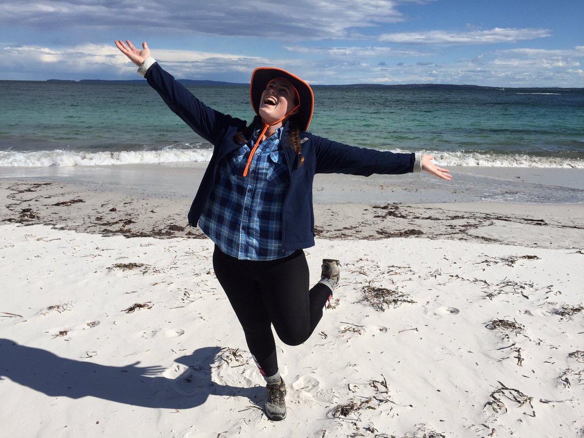 <a href="/TrethMeg/">Meg Trethewy</a> is a scientific beacon on the beaches of Jervis Bay sporting her high-vis H&amp;S compliant hat for fieldwork #ENVS807 #happysampler #science
