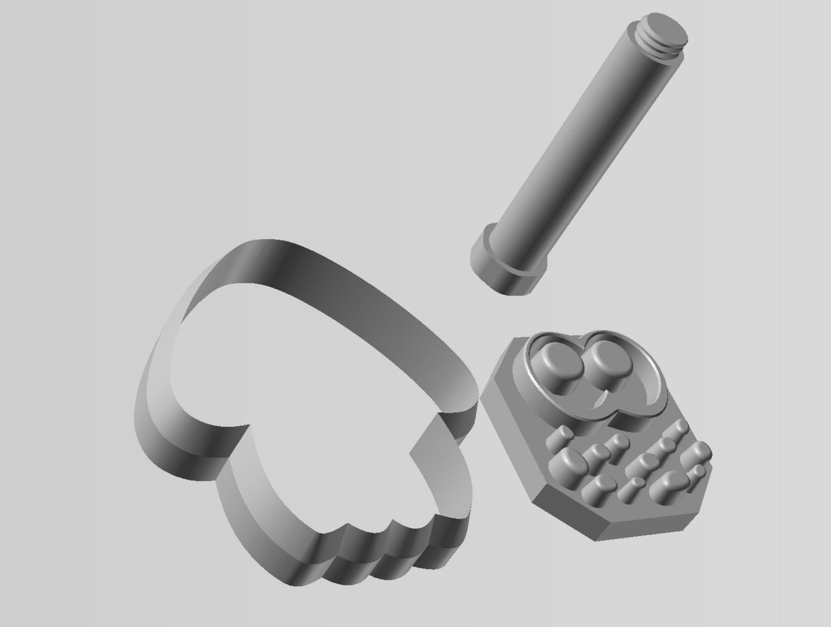 o_kami35's tweet image. クッキー用の型抜きとハンコをつくりました！
スプラトゥーンが好きなのでイカの形にしました
ネジ式の固定で収納時もコンパクトです

#FLASHFORGE_Traning2 
#FlashForge 
#Fusion360