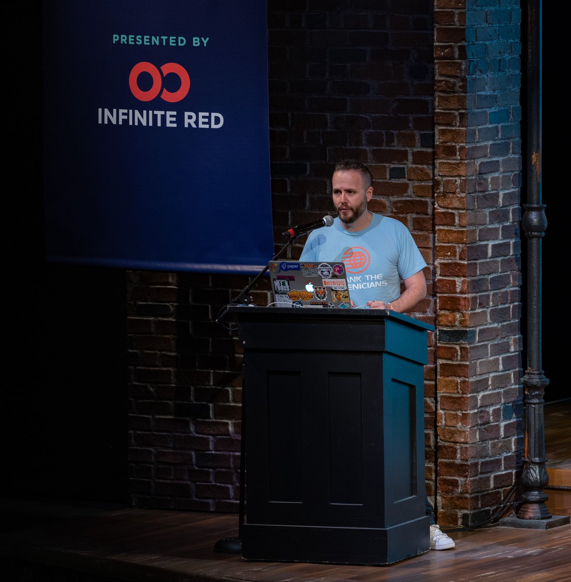 ChainReactConf's tweet image. &quot;Software is inherently social&quot; - @joelafiosca. Speaking of social, did you hear the news? We&apos;ve been sharing photos of our awesome #ChainReact2019 speakers across our social media accounts. All the photos will be live in 9 days!