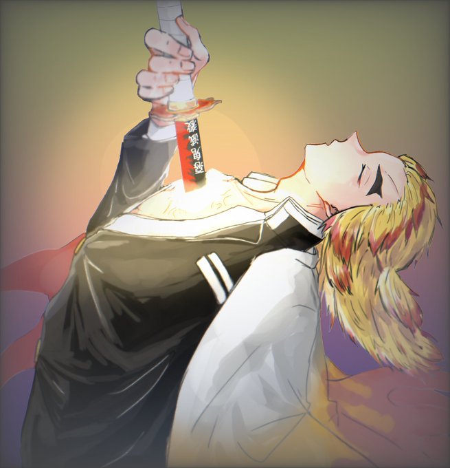 上紺谷たむさんがTwitterに投稿した煉獄杏寿郎(鬼滅の刃)のイラスト。