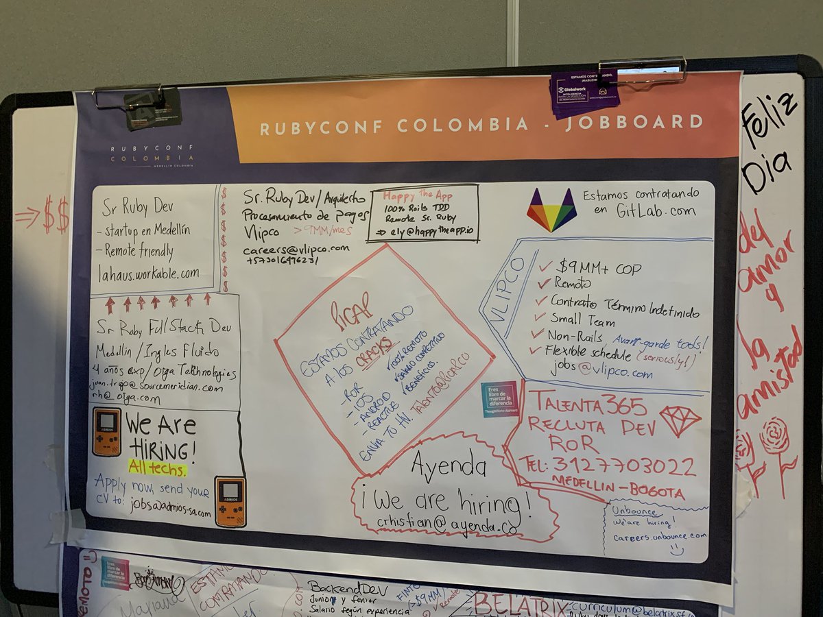 guilleiguaran's tweet image. Voy a digitalizar la job board de #RubyconfCo 1/? /cc @RubyConfCo