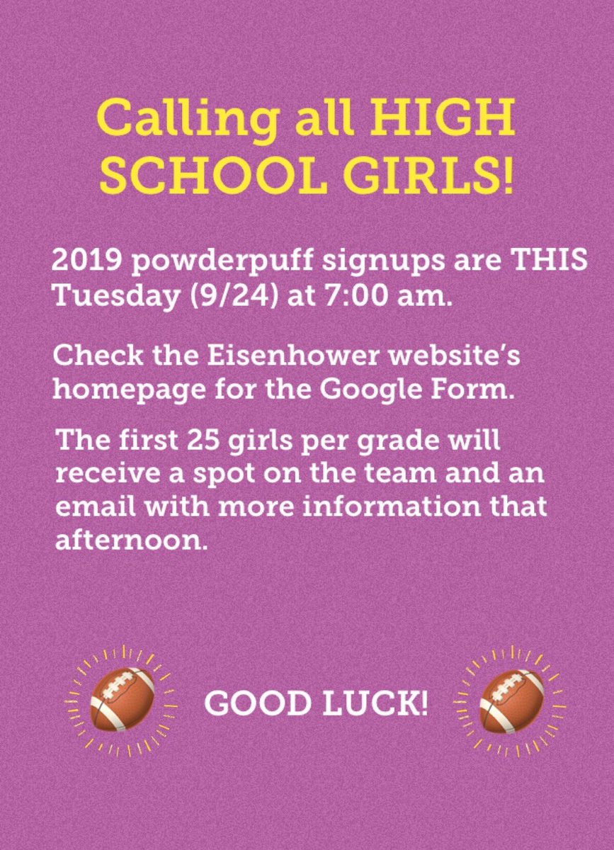 IkeStudentUnion's tweet photo. Powderpuff signups are on Tuesday! https://t.co/8M1ZJfbZDm