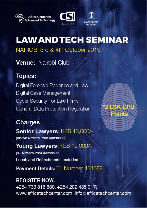 "So entrenched is the Cyber Crime Vice that the US  Governmment has set special unit to monitor cyber crime enamating from IP addresses in Kenya" Register Now for the seminar lets discuss more then <a href="/lawsocietykenya/">Law Society of Kenya</a> @AAdocates <a href="/BRIGHTZEED/">Bright Mawudor,PhD</a> <a href="/lsk_nbi/">Law Society of Kenya -Nairobi Branch</a> <a href="/ODPP_KE/">Office of The Director Of Public Prosecutions</a> <a href="/JUDICIARYKENYA/">JUDICIARYKENYA</a>