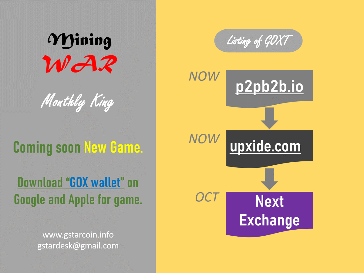 BlockchainGstar's tweet photo. Next listing on new exchange October. https://t.co/wZPzUIuelP