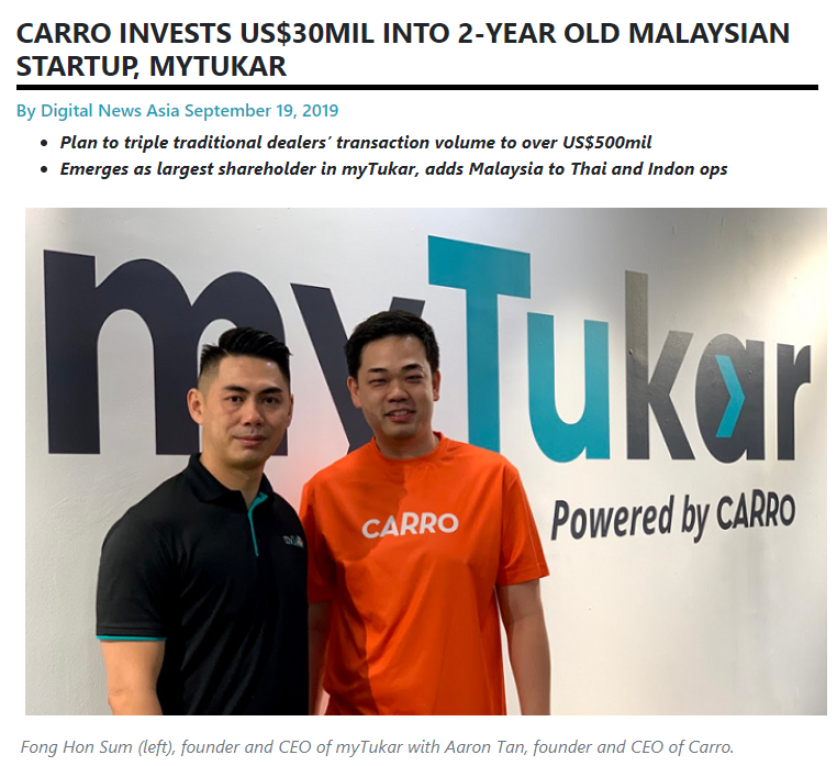 MyTukar $$$. Whooey. buff.ly/30Fhq8h

#startupfunding #malaysiainnovation #carro #mytukar #innovation #tech #VentureCapital