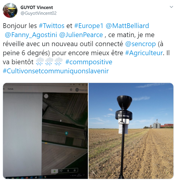 sencrop's tweet photo. [ Le Réseau Sencrop 💬]
Sencrop est toujours présent pour soutenir et aider les agriculteurs dans leur travail quotidien ! 📱🌧☀ #Agriculteur #lavoixdesagris #Raincrop 

Vous pouvez également nous retrouver sur Facebook
👉https://t.co/fMoZZ3Bx2R https://t.co/BsSqAv0duf