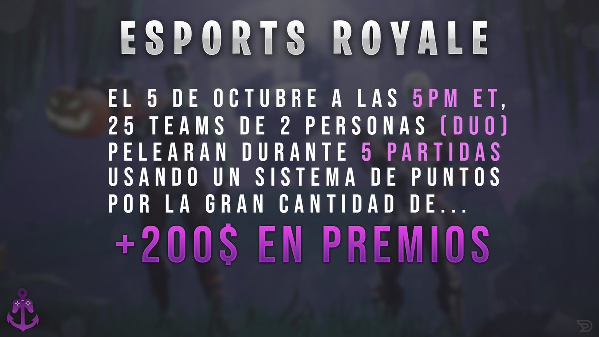 TuAlterEg0's tweet image. #eSportsRoyale #Fortnite

🔓 Costo de Inscripción 5$ por Duo

🤑 200$ Prizepool

📍Costa Este

📝 Casteado en Vivo

🔍 Dudas o Inscripciones con @NavyEricyolk 

🥇125$
🥈50$
🥉25$

🕔 5 Octubre 5 PM ET

💌 Invitados Especiales @DviHawK y @Alliegeyt 🥰💜