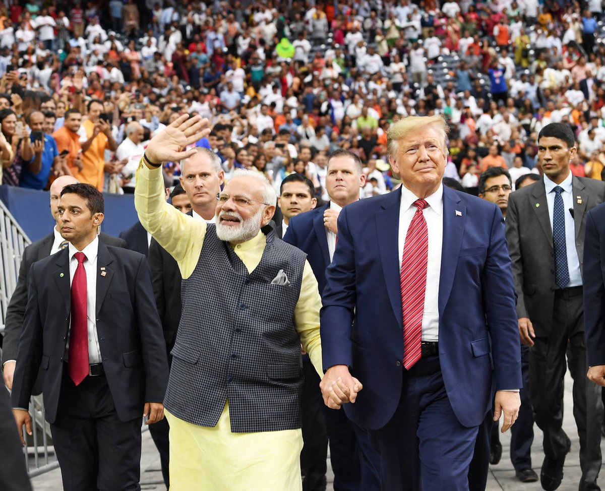 narendramodi's tweet image. Dear @POTUS @realDonaldTrump, your presence at #HowdyModi in Houston was a watershed moment in India-USA ties. 

Since assuming office, you have been a steadfast friend of India and the Indian community. 
Your presence indicates your respect towards India and the Indian diaspora.