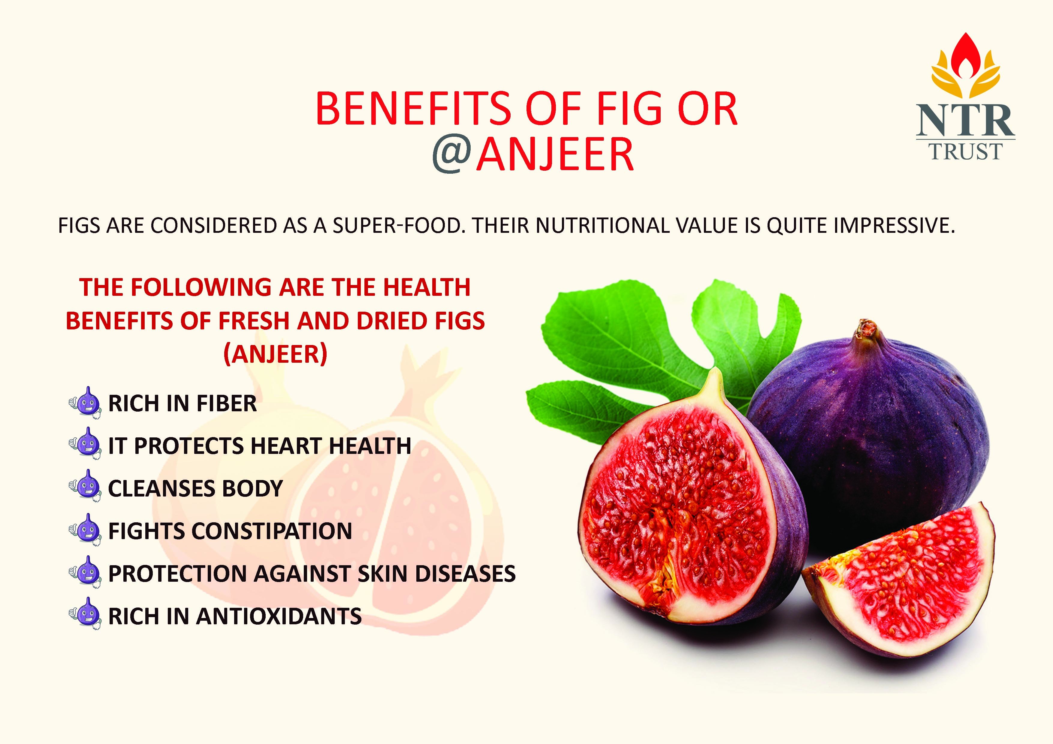 Array Kristus handle NTR Trust on Twitter: "Figs are considered as a super-food. Their nutritional  value is quite impressive. The following are the health benefits of fresh  and dried figs #Anjeer Rich in fiber It