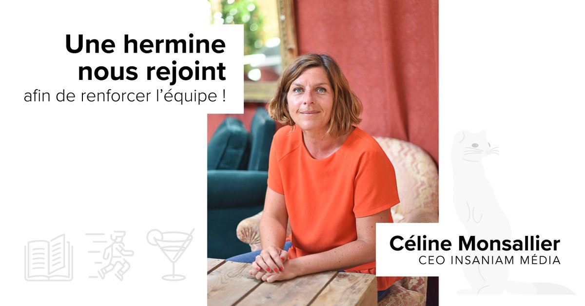 InsaniamFrance's tweet photo. Nouvelle hermine pour un nouveau challenge ! Bienvenue à Céline qui dirige la filiale Insaniam Média fraîchement créée. Céline est une journaliste expérimentée, ancienne rédactrice en chef des éditions spéciales de BFM TV, motivée pour développer de beaux projets médias 📰🎙️ https://t.co/md1EQhPBmG