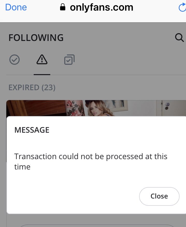 Only fans transaction could not be processed at this time