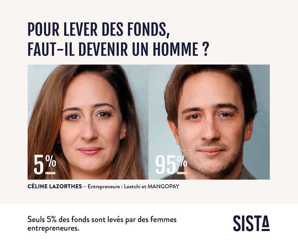 Pour lever des fonds, Faut-il devenir un homme ? 
👉 30% de chances en moins de lever des fonds pour une startup fondée par une femme entrepreneurE
✊🏻 Ensemble réduisons les inégalités d’accès aux financements #wearesista 💪🏽