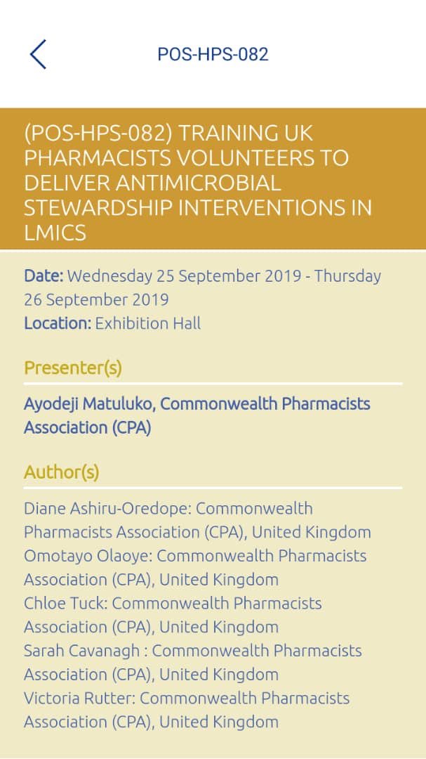 Excited as our @CW_Pharmacists poster has been shortlisted for the HPS poster distinguished awards @FIP_org! Great expectations as @AyodejiMatuluko presents at the #FIPcongress.