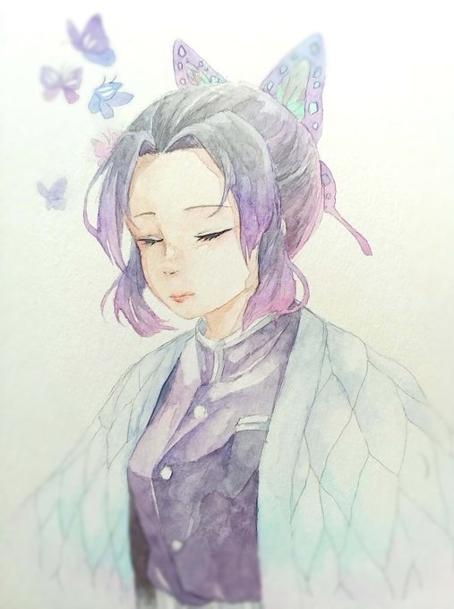 といサブさんがTwitterに投稿した胡蝶しのぶ(鬼滅の刃)のイラスト。