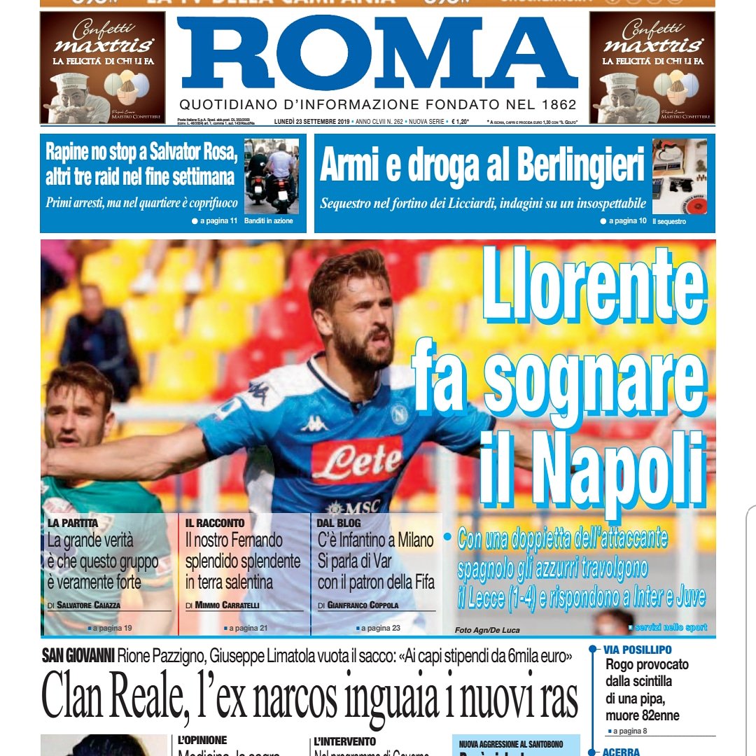 Ecco la prima pagina del <a href="/quotidiano_roma/">Quotidiano Roma</a> dedicata alla vittoria del <a href="/sscnapoli/">Official SSC Napoli</a> e a <a href="/llorentefer19/">Fernando Llorente</a>. Una prova importante che conferma la qualità della rosa di <a href="/MrAncelotti/">Carlo Ancelotti</a>