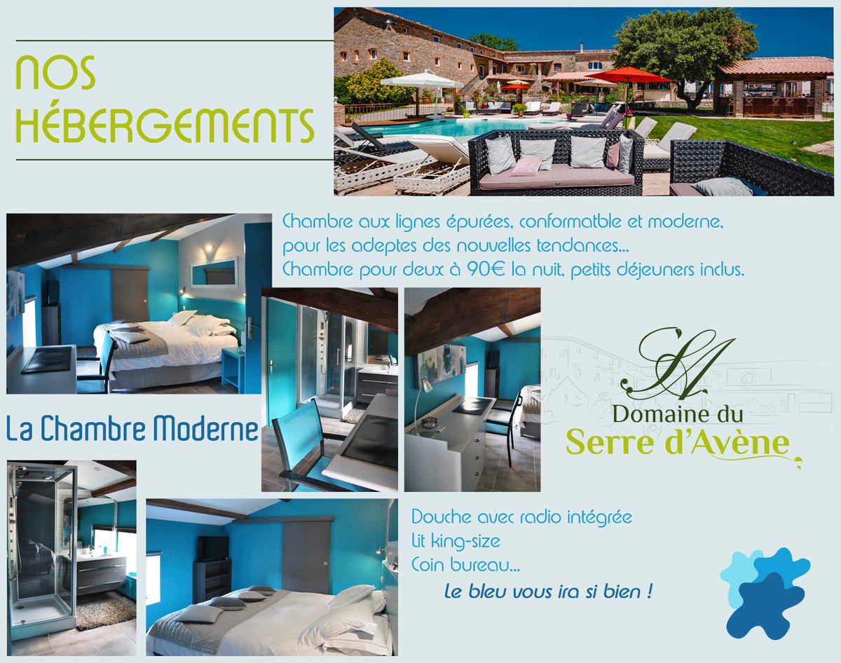 Serredavene's tweet photo. Ssoirée inoubliable au Serre d'Avène notre Modern Roomà 90€ pour 2 petits déjeuners inclus! Et 15% de remise en + avec code: SEPT15 
https://t.co/9yEbdMSFAw
#chambre #tendance #moderne #hotel #cosy #domaine #soirée #nuit #qualité #coconing #calme #tranquillité #confort https://t.co/pbXpKagIsb