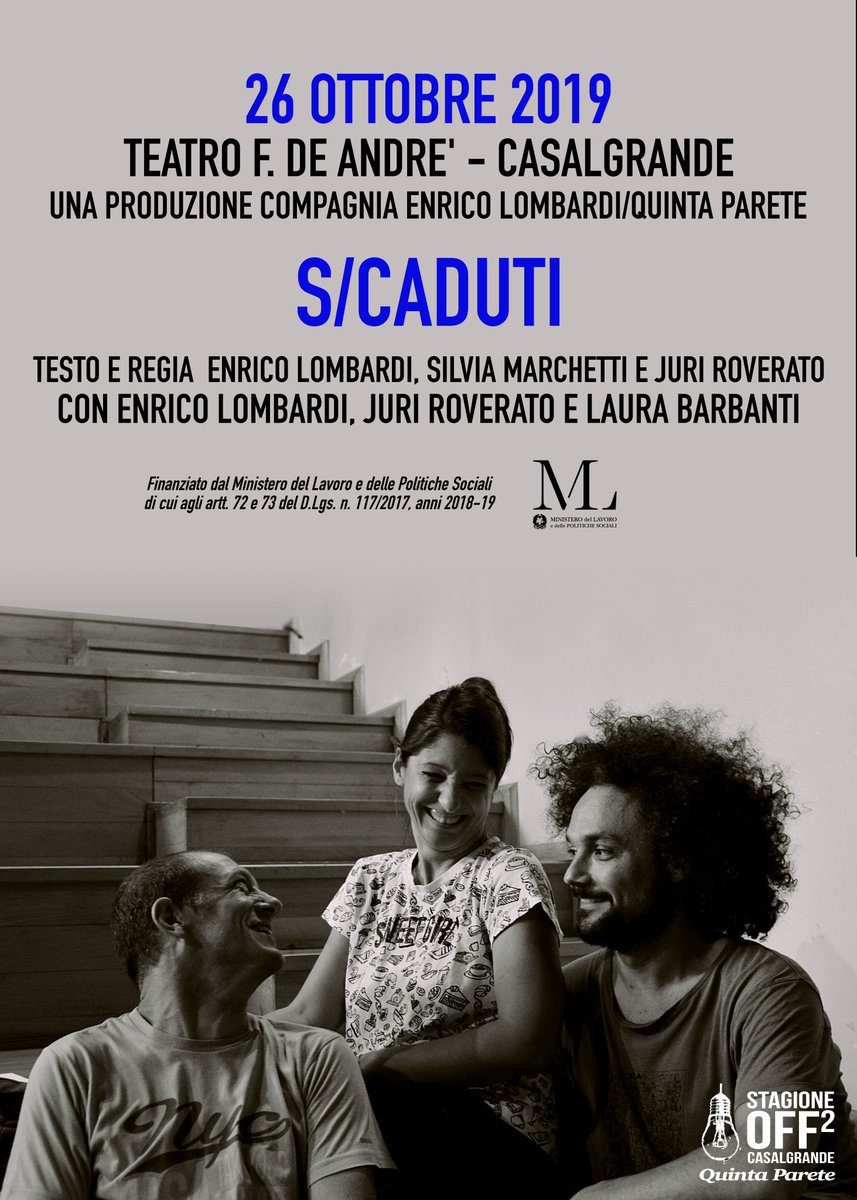 #StagioneTeatroOFF2
La prima data è una produzione di <a href="/QuintaParete/">Associazione Quinta Parete</a>. Vi aspettiamo al <a href="/teatrodeandre/">Teatro De Andrè</a>. In scena il nostro <a href="/Enri_Lombardi/">Enrico Lombardi</a>!