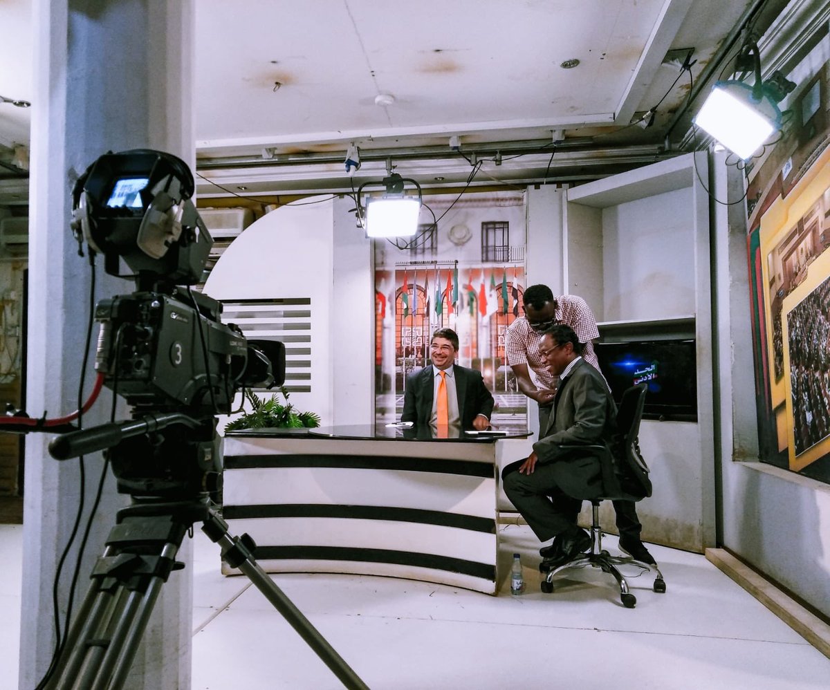 ItalyInSudan's tweet photo. 🙏🙏🙏 Amb. #KhalidMoussa + #sudanese #AshrooqTV 4 splendid interview. Intimate, kind, friendly, all the sides of #Sudan + #Sudanese ppl into 1 hour show. #EmbITA @FabrizioLobasso spoke on bilateral relations, the future of Sudan + #supportivediplomacy #interculturaldiplomacy https://t.co/YG17REdarr