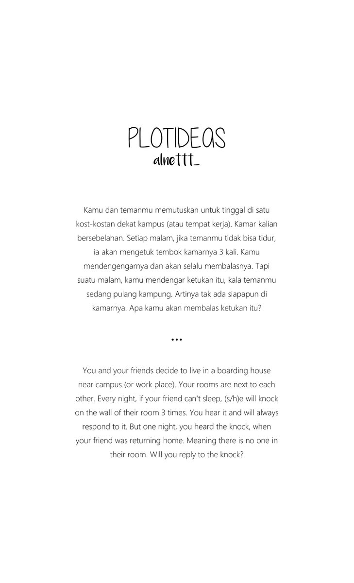 plotideas's tweet image. Horror #PlotIdeas by @alnettt_
