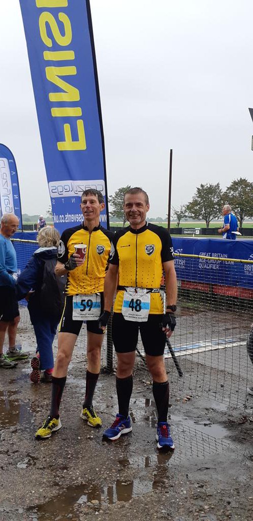 ITU Sprint Duathlon Qualifier at Darley Moor with fellow Bedford Harrier and Bimbler Neil Lovesey.
Awful weather and a difficult running circuit made things difficult but the Bimblers did good coming 51'st and 52'nd in 01:04:54 &amp; 01:04:57
Next is Bedford in 3 weeks ... #duathlon