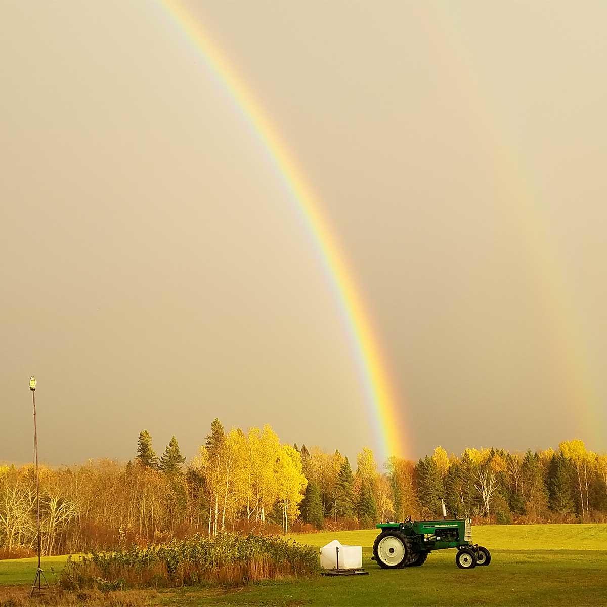 First day of #Autumn. Photo submitted by Teresa &amp; Kevin Doughty of Fort Fairfield, Maine. 2020 Catalog #WinningPhoto #WelcomeFall #OliverTractor #OvertheRainbow #FarmLife #PotOfGold #NewPartsforOldTractors #FallEquinox