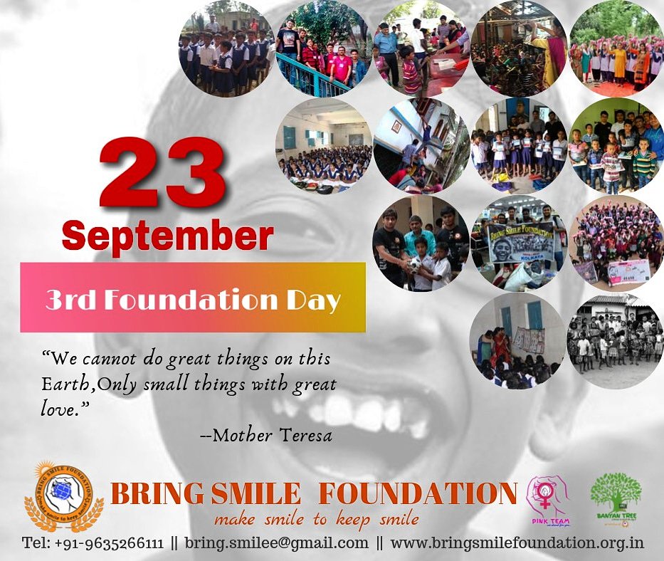 bringsmilee's tweet photo. #3rdFoundationDay
#BringSmileFoundation
#MakeSmileToKeepSmile
Bringing Happiness and Love since 3 years.
#BSF #ngo #npo #socialwork #kolkata #WestBengal #India https://t.co/6foqW7klW2