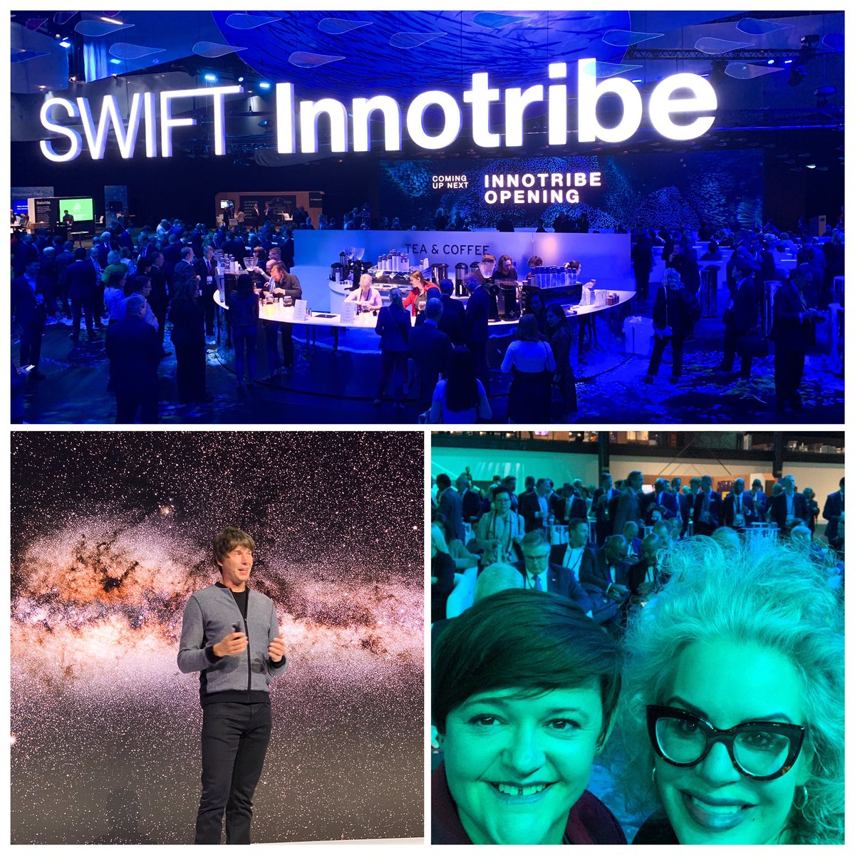 Professor Brian Cox giving the opening remarks @Sibos at the SWIFT @Innotribe stage this morning! Great to bump into @GhelaBoskovich #sibos!