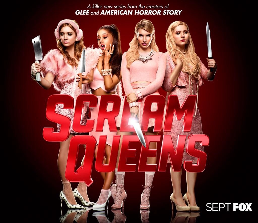 PopCrave's tweet photo. 4 years ago today, Ryan Murphy’s ‘Scream Queens’ premiered on Fox. 

The series featured a star-studded cast, Jamie Lee Curtis, Emma Roberts, Ariana Grande, Keke Palmer, Abigail Breslin, Lea Michele, Niecy Nash, Billie Lourd, Nick Jonas and many more. 🔪 https://t.co/ZXzIUuuZfS