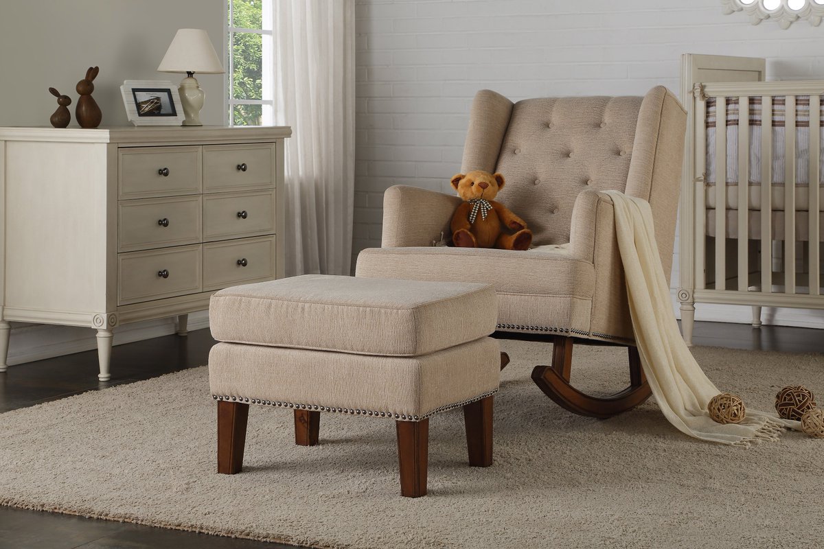 Our nursery chairs come with both rockers and static legs so you can decide how you'd like it. They also come with a foot stool - perfect for feeding your little one!