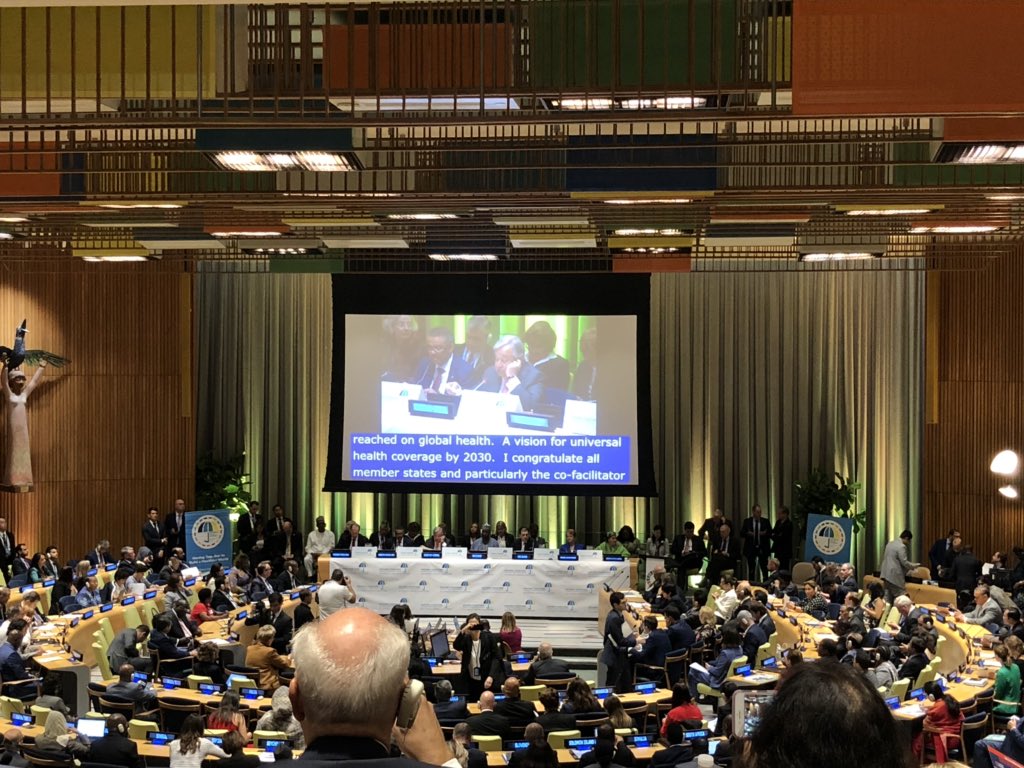 Beth_Schlacht's tweet photo. Excited to hearUNSG Guterres open UHC HL event by highlighting the  “Political Declaration also states the need to ensure universal access to sexual and reproductive health-care services and reproductive rights”. FP is healthcare for women and girls! #UHC #UNGA74 #FP2020Global https://t.co/KiyGR8tx9S