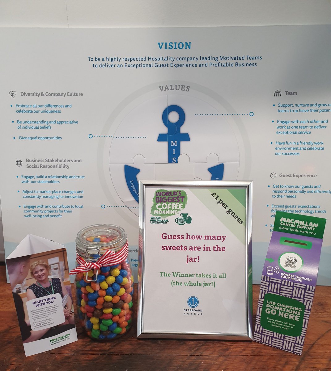 The team in Beaconsfield have a variety of sweet incentives planned in the lead up to our Macmillan Cancer Support coffee morning on Friday 27th, starting with guessing how many sweets are in the jar! 🍰☕ #MacmillanCoffeeMorning #WeAreMacmillan #LetsBrewThis #GetBaking