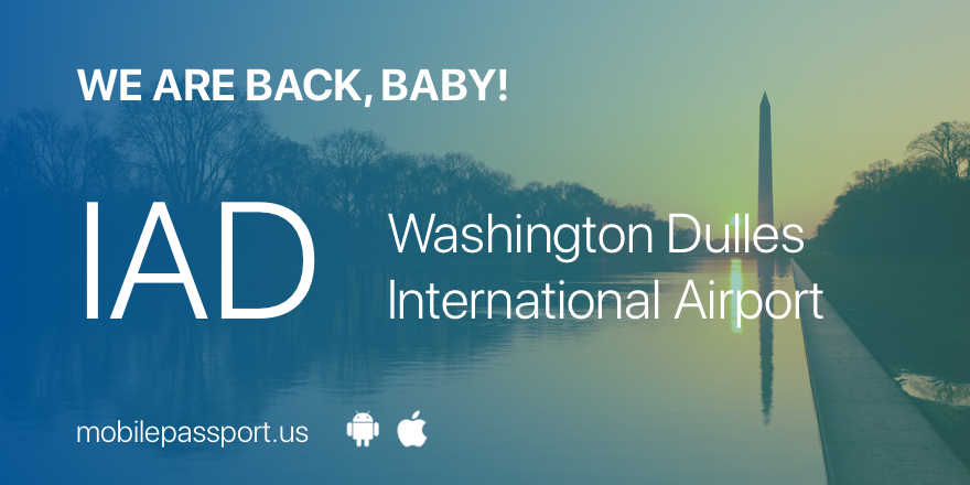 mobpassport's tweet photo. Mobile Passport is back at IAD! We agree with John Foster Dulles: "Hold fast to that which is good." @CBPMidAtlantic @MWAAHQ @Dulles_Airport @airportscouncil #MobilePassport #SaveTime #AirsideMobile https://t.co/nqUYp4LZvR